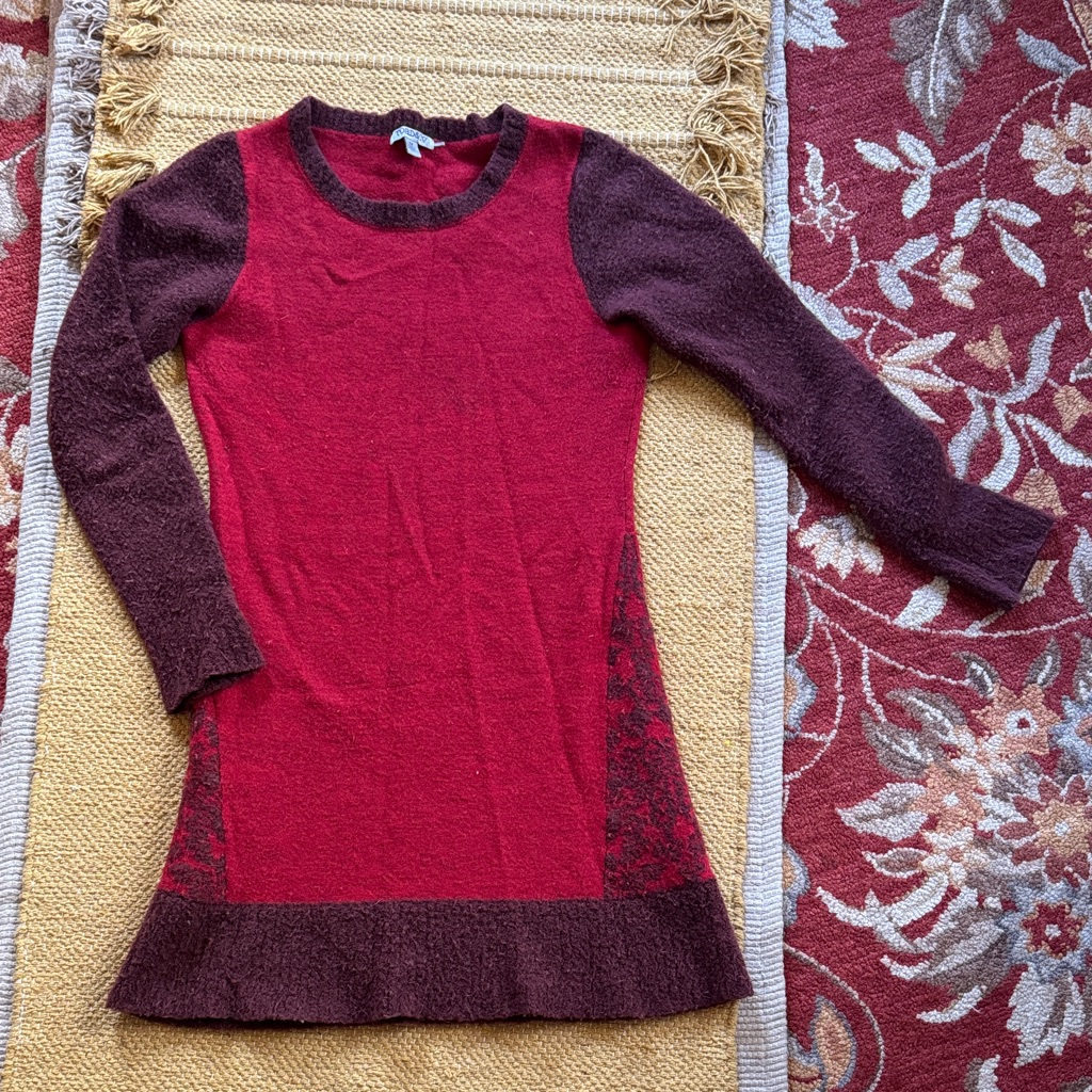 Toad&Co Lucianna Sweater Dress Merino Wool Bucle Fuzzy Warm Red Maroon Women’s M